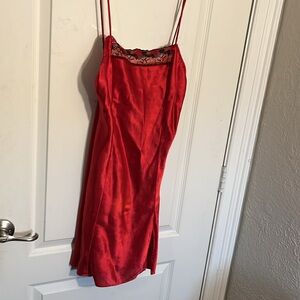 Vintage California dynasty slip dress red satin adjustable straps size small